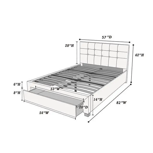 Alt view image 3 of 7 - Bedroom Furniture Black Under Storage Bed Fb 1Pc Full Size Bed Faux Leather Upholstered Tufted Headboard