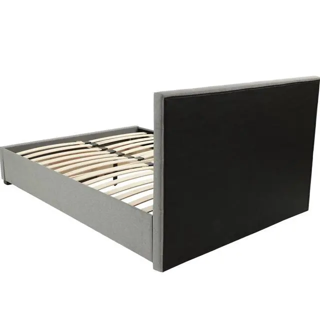 Alt view image 6 of 7 - Modern Bedroom Furniture Grey Polyfiber 1Pc Full Size Bed Tufted Headboard Storage Drawer Footboard