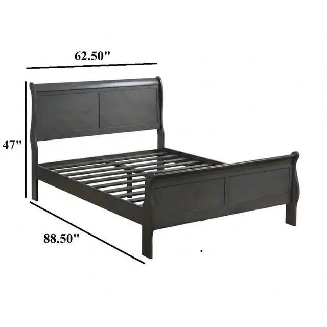 Alt view image 3 of 7 - Classic Contemporary Queen Size Bed Gray Louis Phillipe Solidwood 1Pc Bed Bedroom Sleigh Bed Furniture