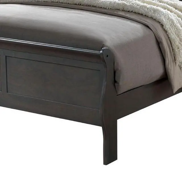 Alt view image 6 of 7 - Classic Contemporary Queen Size Bed Gray Louis Phillipe Solidwood 1Pc Bed Bedroom Sleigh Bed Furniture