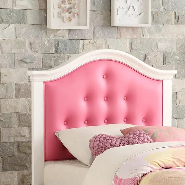 Alt view image 4 of 7 - Contemporary Style Twin Size Bed W/ Trundle Slats Pine Plywood Kids Youth Bedroom Furniture Pink Faux Leather Tufted Hb