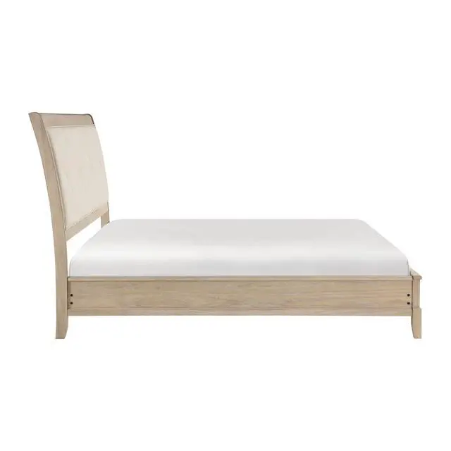 Alt view image 5 of 7 - Classic Farmhouse Style Full Bed Upholstered Headboard Beige Finish Wooden Bedroom Furniture 1pc