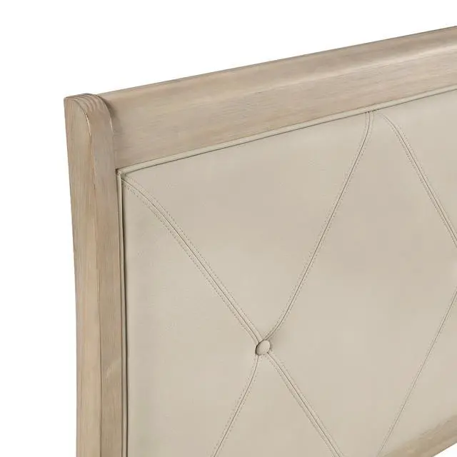 Alt view image 4 of 7 - Classic Farmhouse Style Full Bed Upholstered Headboard Beige Finish Wooden Bedroom Furniture 1pc