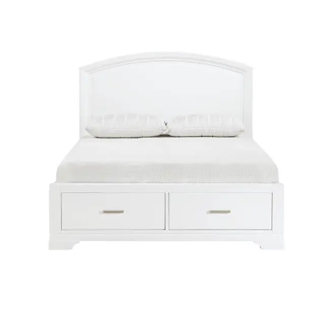 Alt view image 2 of 6 - Modern White Finish Queen Platform Bed With Footboard Storage Transitional Bedroom Furniture 1Pc