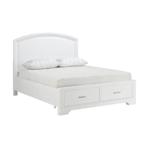 Alt view image 4 of 6 - Modern White Finish Queen Platform Bed With Footboard Storage Transitional Bedroom Furniture 1Pc