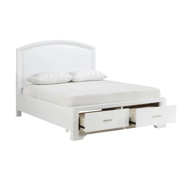 Alt view image 3 of 6 - Modern White Finish Queen Platform Bed With Footboard Storage Transitional Bedroom Furniture 1Pc