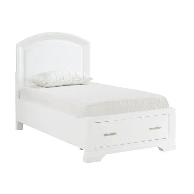 Alt view image 3 of 6 - Modern White Finish Twin Platform Bed With Footboard Storage Transitional Bedroom Furniture 1Pc