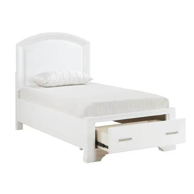 Alt view image 4 of 6 - Modern White Finish Twin Platform Bed With Footboard Storage Transitional Bedroom Furniture 1Pc