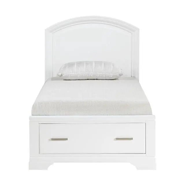 Alt view image 2 of 6 - Modern White Finish Twin Platform Bed With Footboard Storage Transitional Bedroom Furniture 1Pc