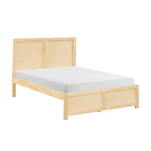 Alt view image 3 of 7 - Contemporary Full Size Platform Bed Sleek Design Natural Pine Finish Wooden Bedroom Furniture 1Pc