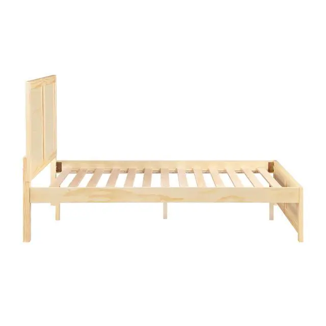Alt view image 7 of 7 - Contemporary Full Size Platform Bed Sleek Design Natural Pine Finish Wooden Bedroom Furniture 1Pc