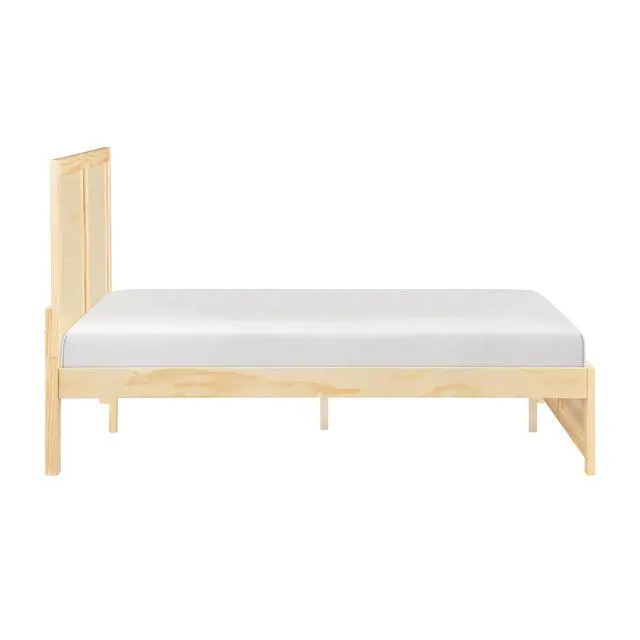 Alt view image 6 of 7 - Contemporary Full Size Platform Bed Sleek Design Natural Pine Finish Wooden Bedroom Furniture 1Pc