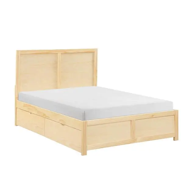 Alt view image 2 of 7 - Contemporary Full Size Platform Bed With Storage Boxes Sleek Design Natural Pine Finish Wooden Bedroom Furniture 1Pc