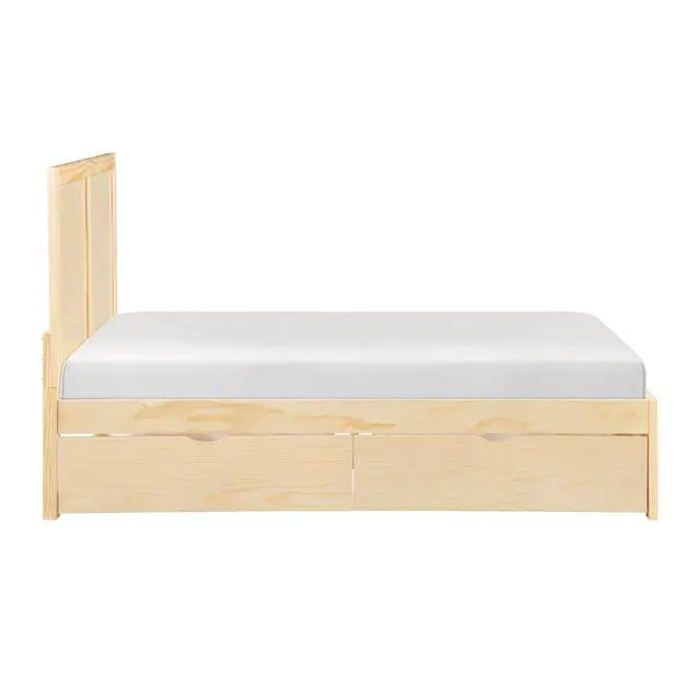 Alt view image 4 of 7 - Contemporary Full Size Platform Bed With Storage Boxes Sleek Design Natural Pine Finish Wooden Bedroom Furniture 1Pc