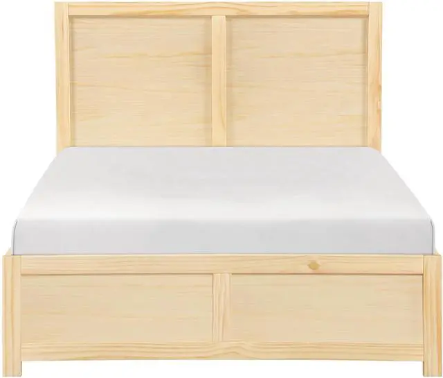 Alt view image 3 of 7 - Contemporary Full Size Platform Bed With Storage Boxes Sleek Design Natural Pine Finish Wooden Bedroom Furniture 1Pc