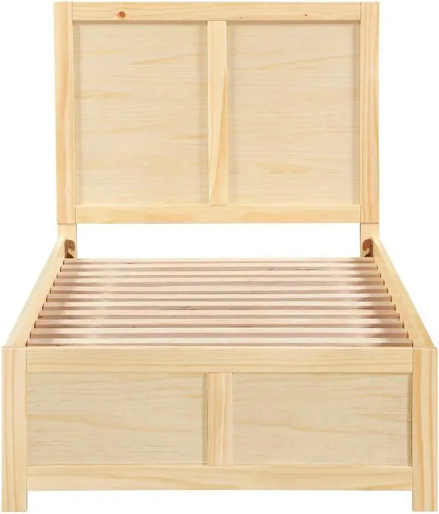 Alt view image 4 of 7 - Contemporary Twin Size Platform Bed With Storage Toy Boxes Sleek Design Natural Pine Finish Wooden Bedroom Furniture 1Pc