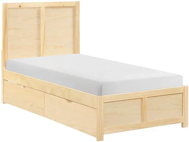 Alt view image 2 of 7 - Contemporary Twin Size Platform Bed With Storage Toy Boxes Sleek Design Natural Pine Finish Wooden Bedroom Furniture 1Pc