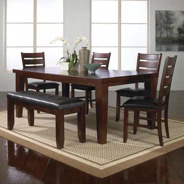 Alt view image 7 of 7 - 1Pc Modern Bench with Leather-Look Seat Tufted Upholstery Tapered Wood Legs Bedroom Living Room Furniture Cherry Brown Finish