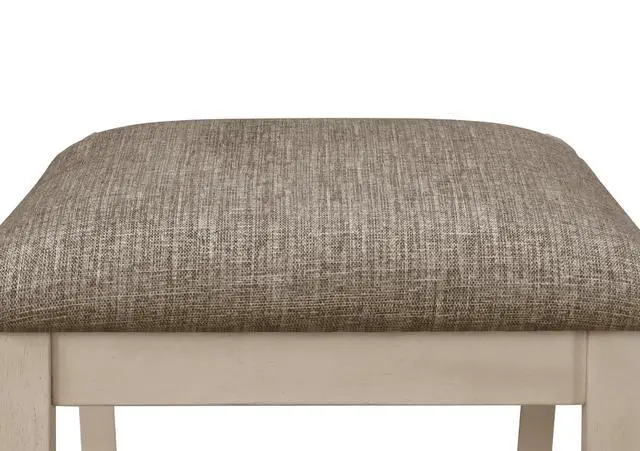 Alt view image 3 of 5 - Cottage Style 1pc Upholstered Seat Chalk Gray Finish Bench Dining Room Bedroom Wooden Furniture Standard Height