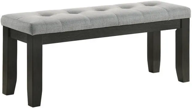 Main image of 1Pc Contemporary Style Bench Gray Fabric Upholstery Tufted Tapered Wood Legs Bedroom Living Room Dining Room Furniture Wheat Charcoal Finish