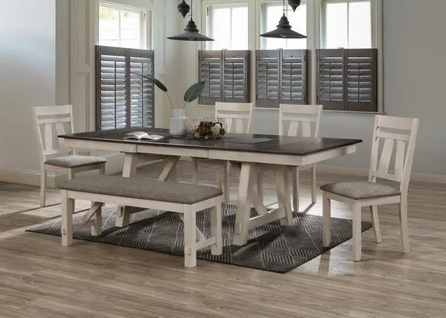 Alt view image 5 of 5 - Cottage Style 1pc Upholstered Seat Chalk Gray Finish Bench Dining Room Bedroom Wooden Furniture Standard Height