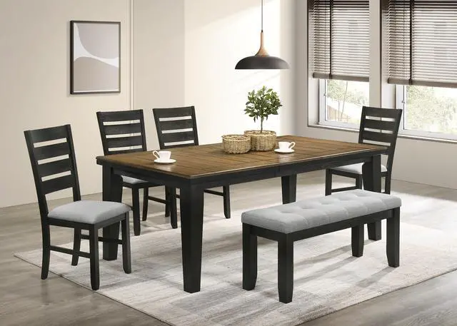 Alt view image 4 of 5 - 1Pc Contemporary Style Bench Gray Fabric Upholstery Tufted Tapered Wood Legs Bedroom Living Room Dining Room Furniture Wheat Charcoal Finish