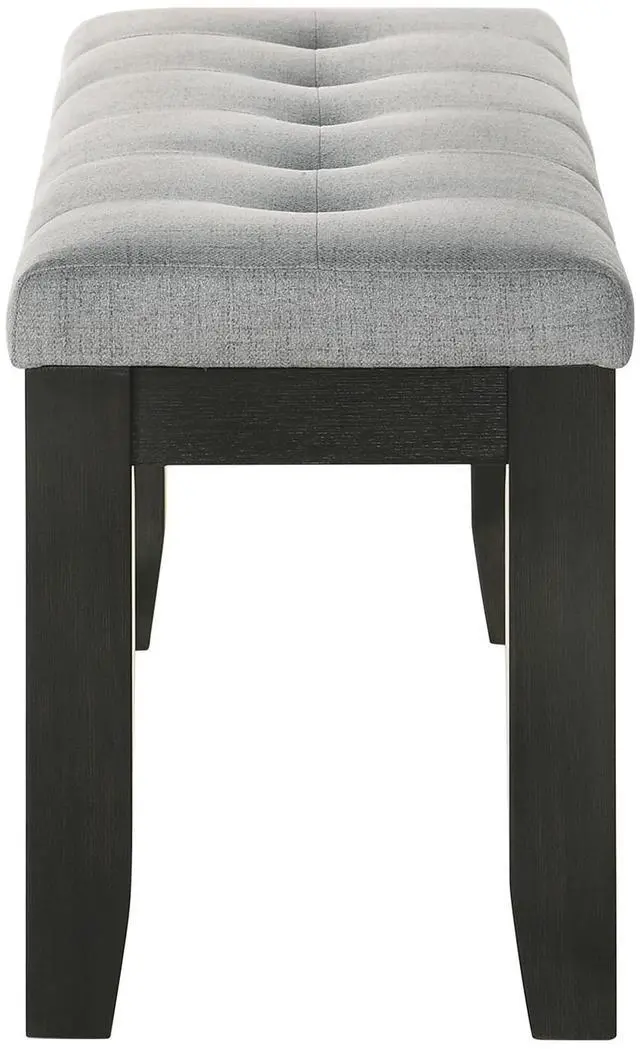 Alt view image 3 of 5 - 1Pc Contemporary Style Bench Gray Fabric Upholstery Tufted Tapered Wood Legs Bedroom Living Room Dining Room Furniture Wheat Charcoal Finish