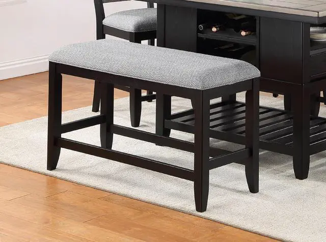 Alt view image 2 of 5 - 1Pc Transitional Dark Gray Finish Fabric Upholstered Counter-Height Dining Bench