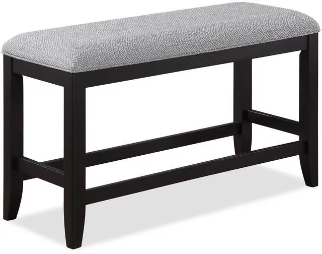 Main image of 1Pc Transitional Dark Gray Finish Fabric Upholstered Counter-Height Dining Bench