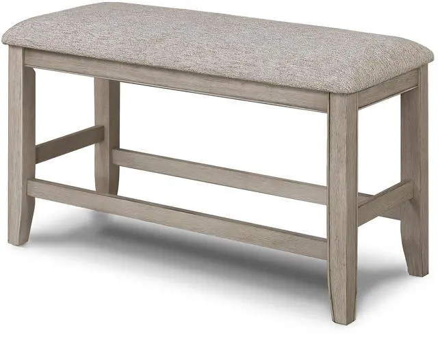 Main image of Farmhouse Style 1pc Tan / Beige Gray Color Counter Height Bench Footrest Upholstered Seat Wooden Furniture