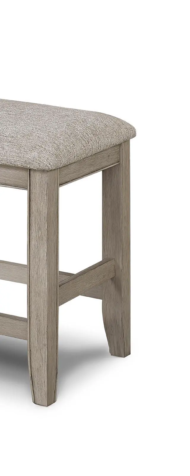 Alt view image 2 of 4 - Farmhouse Style 1pc Tan / Beige Gray Color Counter Height Bench Footrest Upholstered Seat Wooden Furniture