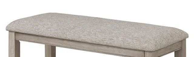 Alt view image 3 of 4 - Farmhouse Style 1pc Tan / Beige Gray Color Counter Height Bench Footrest Upholstered Seat Wooden Furniture
