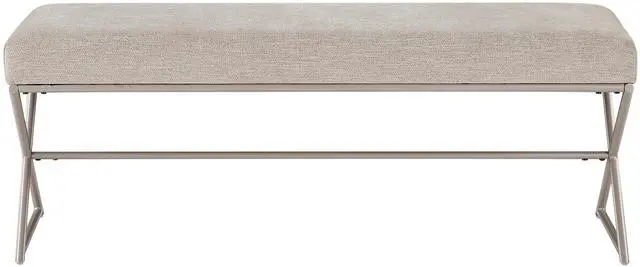 Alt view image 2 of 6 - Contemporary Upholstered Bench Taupe Chenille Seat Plush Comfort Home Furniture 1pc Entryway Bench Metal Frame Champagne Finish