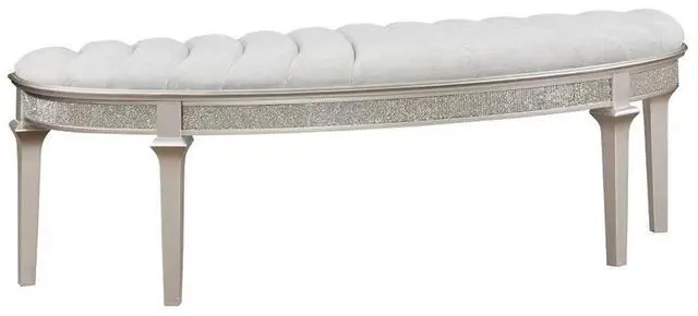 Main image of Curved Fabric Upholstered Bench, Silver Oak and Ivory