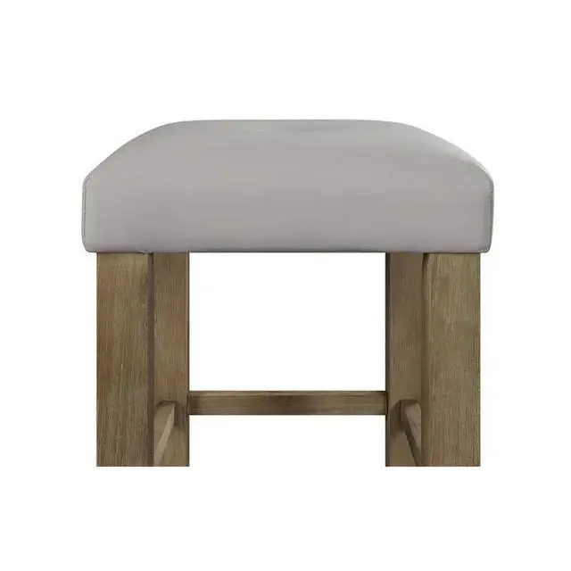Alt view image 4 of 5 - Set of 2 PU Leather Upholstered Counter Height Stools, Gray and Oak