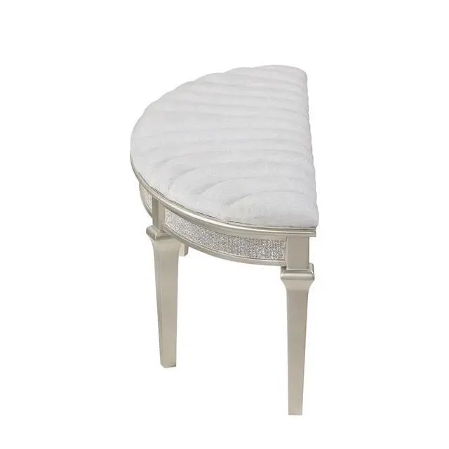 Alt view image 5 of 6 - Curved Fabric Upholstered Bench, Silver Oak and Ivory