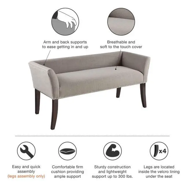 Alt view image 6 of 7 - Accent Bench Grey See below
