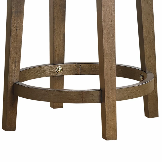 Alt view image 6 of 6 - Bara 25 Inch Swivel Counter Stool Gray Round Faux Leather, Brown, Set of 2