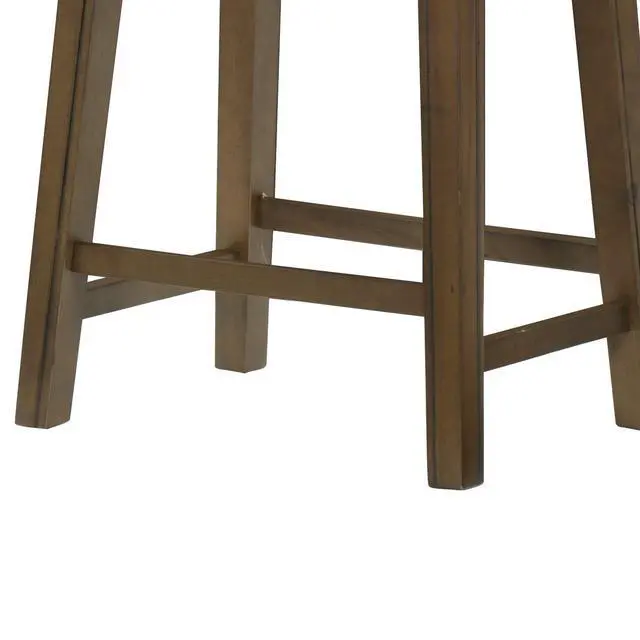 Alt view image 3 of 6 - Miel 26 Inch Counter Height Stool, Gray Faux Leather Seat, Brown Solid Wood