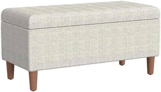Main image of Zia Accent Storage Bench, Cream Chevron Woven Fabric, Brown, 36 Inch