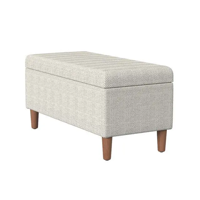 Alt view image 4 of 6 - Zia Accent Storage Bench, Cream Chevron Woven Fabric, Brown, 36 Inch