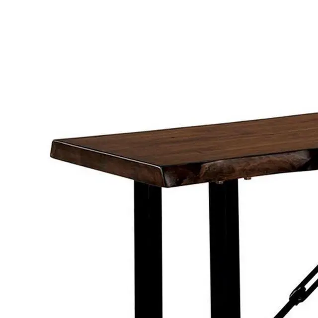 Alt view image 2 of 5 - Rectangular Metal Frame Bench with Wooden Seat, Black and Brown
