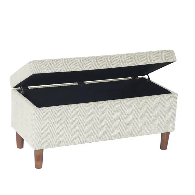 Alt view image 5 of 6 - Zia Accent Storage Bench, Cream Chevron Woven Fabric, Brown, 36 Inch