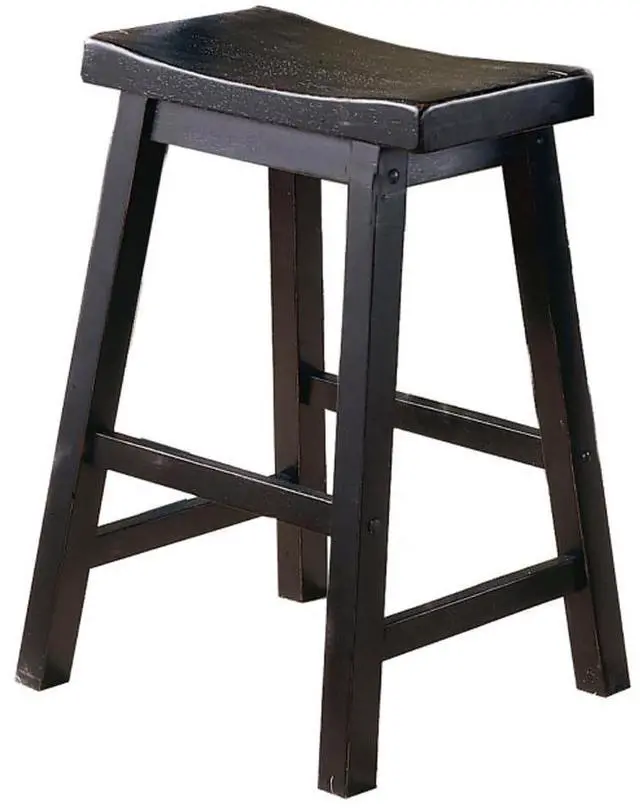 Main image of Wooden 24" Counter Height Stool with Saddle Seat, Black, Set of 2