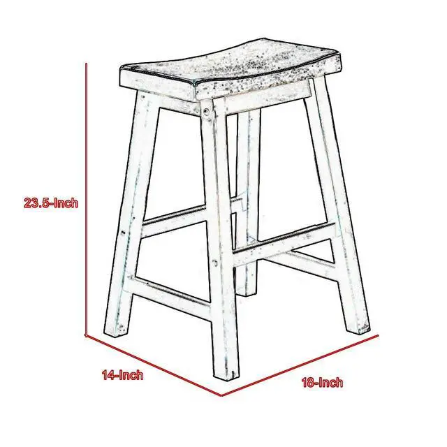 Alt view image 5 of 5 - Wooden 24" Counter Height Stool with Saddle Seat, Black, Set of 2