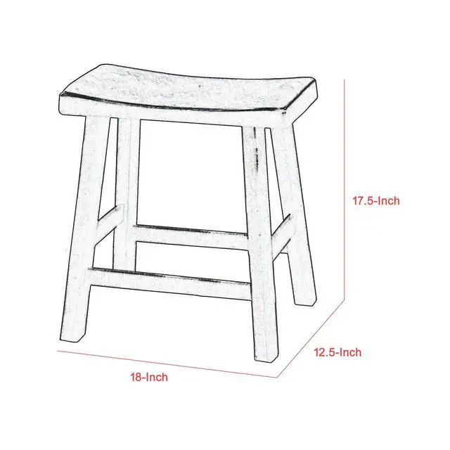 Alt view image 2 of 5 - Wooden 18" Counter Height Stool with Saddle Seat, Distressed Cherry, Set Of 2