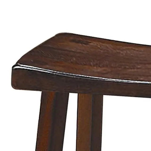 Alt view image 5 of 5 - Wooden 18" Counter Height Stool with Saddle Seat, Distressed Cherry, Set Of 2