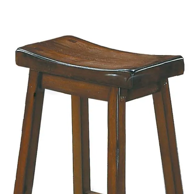 Alt view image 3 of 6 - Wooden 29" Counter Height Stool with Saddle Seat, Distressed Cherry, Set Of 2