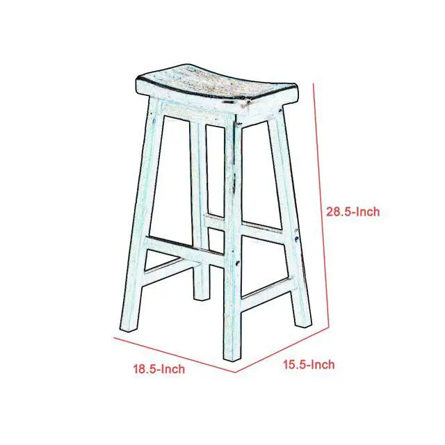 Alt view image 4 of 6 - Wooden 29" Counter Height Stool with Saddle Seat, Distressed Cherry, Set Of 2