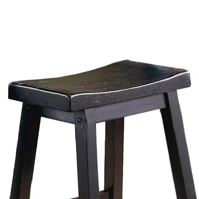 Alt view image 3 of 5 - Wooden 24" Counter Height Stool with Saddle Seat, Black, Set of 2